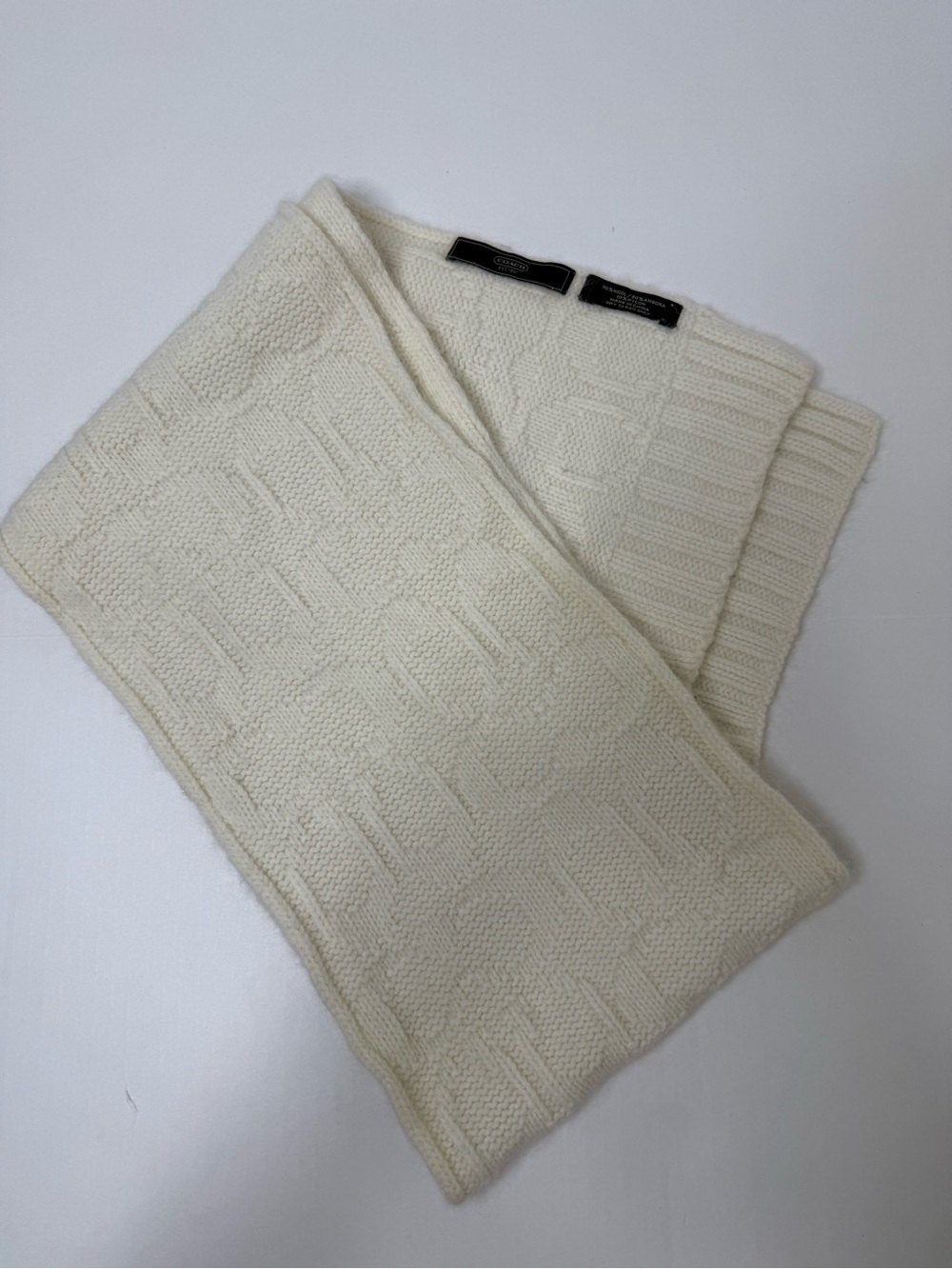 COACH Logo Wool Cream Scarf